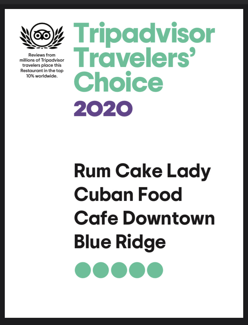 Rum Cake Lady Trip Advisor 2020 Award