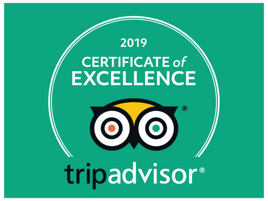 Thanks to our amazing customers, again in 2019 we earned Trip Advisor's Certificate of Excellence!