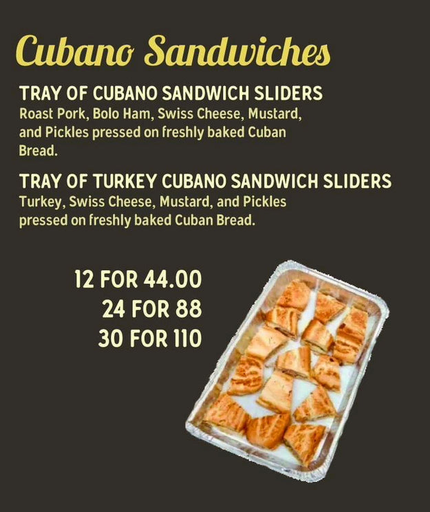 Party tray of 12 Cuban sandwich sliders for pickup only
