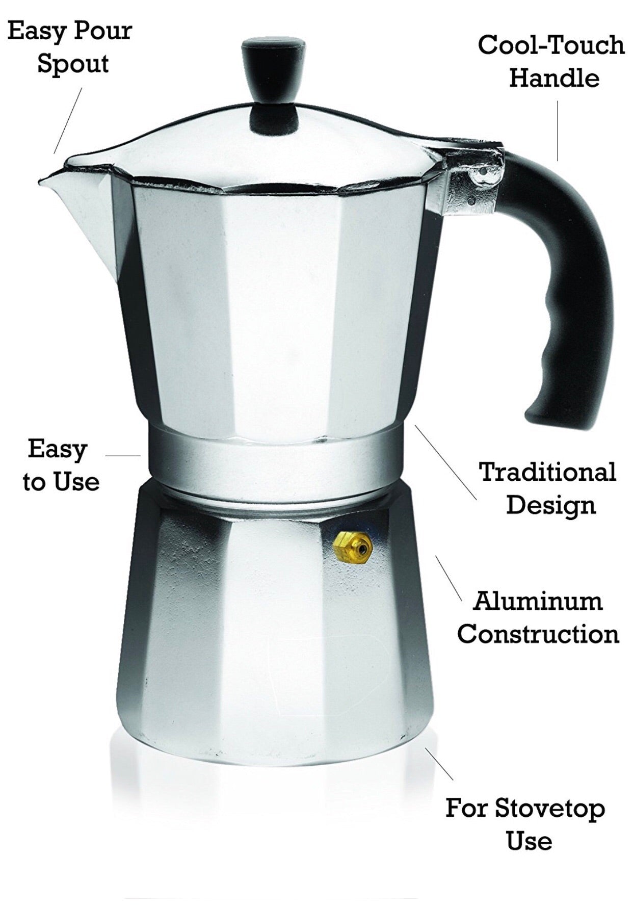 Classic Silver Moka Pot Hand Brews Coffee Maker On Portable Stove